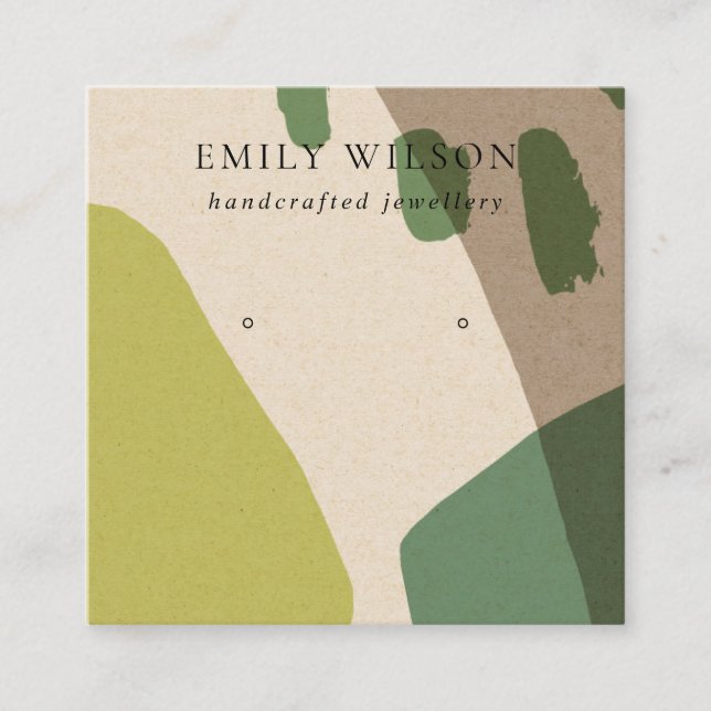 CARTE DE VISITE CARRÉ MODERNE ABSTRAIT LIME VERT KRA ART EARRING AFFICHA (Devant)