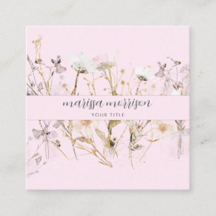 Carte De Visite Carré Moderne Botanique Rose Noir Nom Type de script