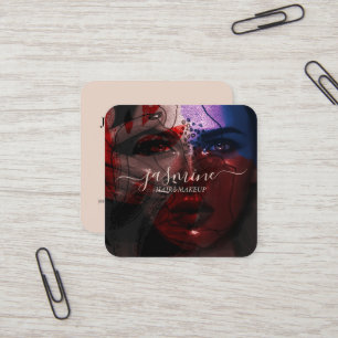 Carte De Visite Carré Moderne Chic Beauté crème Beige Décontracté Script