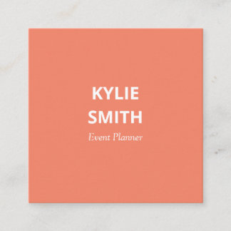 Carte De Visite Carré Moderne Chic minimaliste Saumon Pinkish Orange