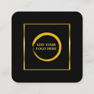 Carte De Visite Carré Moderne design noir et logo or professionnel