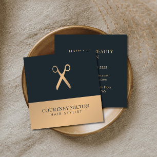 Carte De Visite Carré Moderne Élégant Chic Faux Or Coiffeur Gris