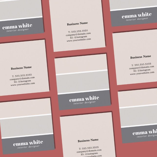 Carte De Visite Carré Moderne Élégant Pastel Stripes Designer d'intérieu (Créateur téléchargé)
