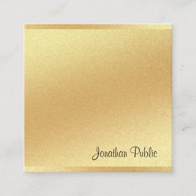 Carte De Visite Carré Moderne Faux Gold Hand Script Élégant Professionne (Devant)