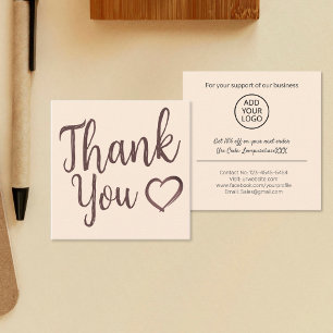 Carte De Visite Carré Moderne merci script commander Natural Cream