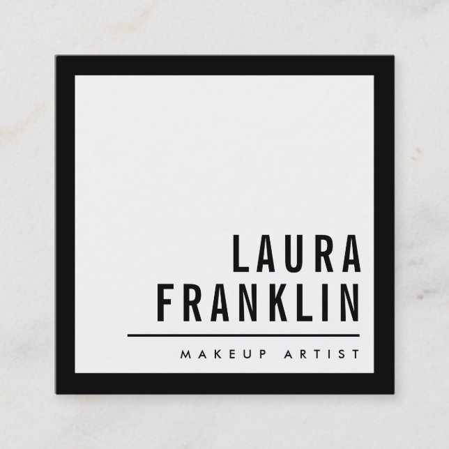 Carte De Visite Carré MODERNE MINIMAL bold nom simple noir clair (Devant)