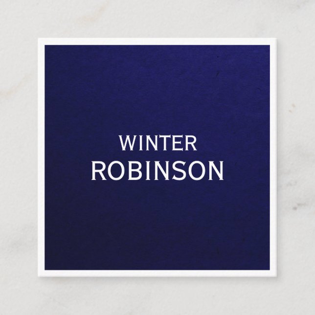 Carte De Visite Carré Moderne minimaliste de minuit bleu blanc professio (Devant)