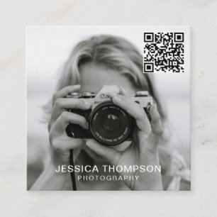 Carte De Visite Carré Moderne minimaliste simple photo QR Code Professio