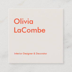 Carte De Visite Carré Moderne minimaliste sobre et élégant beige orange