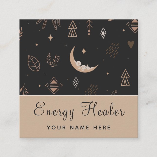 Carte De Visite Carré Moderne Mystic Motif Energy Healer Psychic Medium (Devant)
