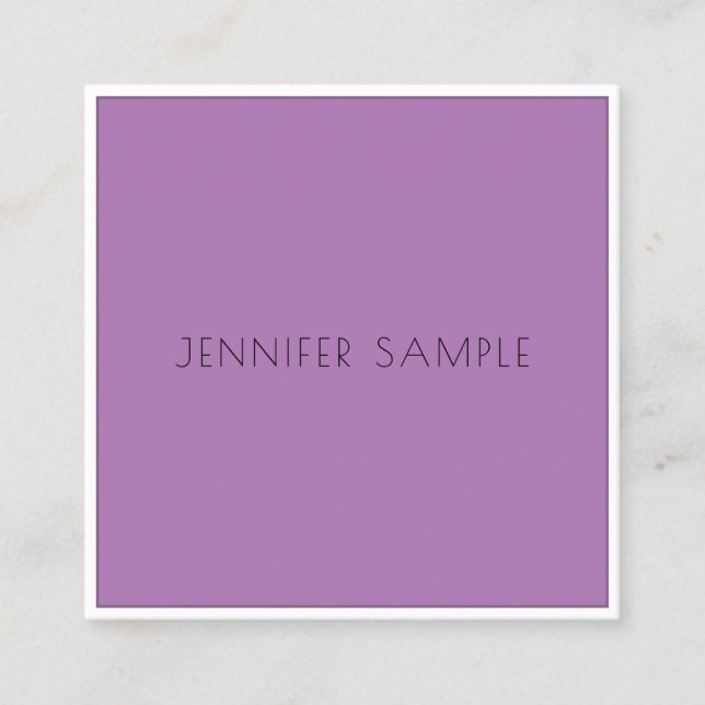 Carte De Visite Carré Moderne Professionnel Élégant Simple Modèle violet (Devant)