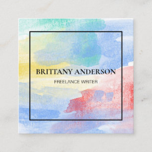 Carte De Visite Carré Moderne professionnel minimaliste manuscrit blanc