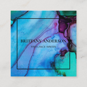 Carte De Visite Carré Moderne professionnel minimaliste manuscrit blanc 