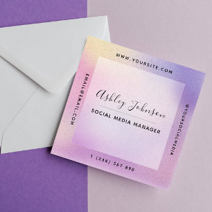 Carte De Visite Carré Moderne rose violet dégradé Médias sociaux Code QR