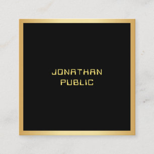 Carte De Visite Carré Moderne Simple Élégant Modèle Noir Et Or