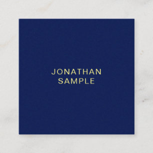 Carte De Visite Carré Moderne simple élégant professionnel foncé bleu or
