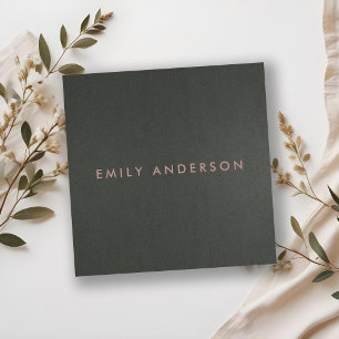 CARTE DE VISITE CARRÉ MODERNE SIMPLE MINIMAL FAUX ARGENT FONCÉ NOIR