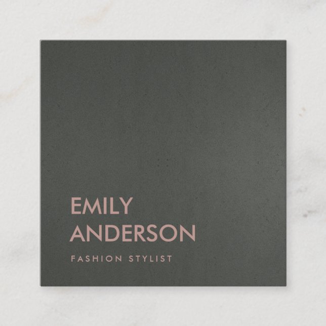 CARTE DE VISITE CARRÉ MODERNE SIMPLE MINIMAL FAUX ARGENT NOIR GRAY NOIR (Devant)