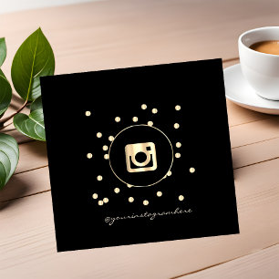 Carte De Visite Carré Moderne Simple Professionnel, Dots Gold Instagram