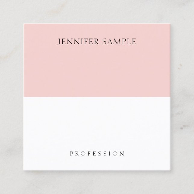 Carte De Visite Carré Moderne tendance rose pâle rose simple Modèle élég (Devant)