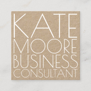 Carte De Visite Carré Moderne typographique Kraft Business Consultant