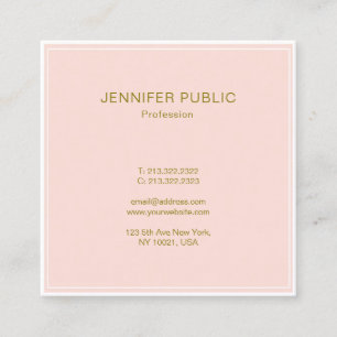 Carte De Visite Carré Modish Blush Pink Or Professionnel Moderne Luxe
