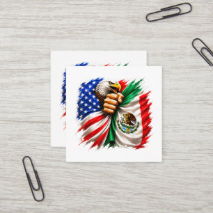 Carte De Visite Carré Mois du patrimoine hispanique Drapeau USA Mexique
