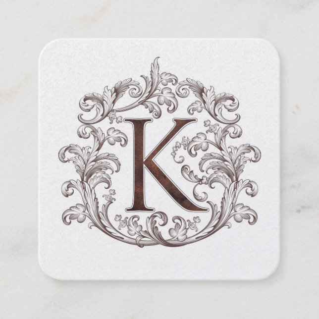 Carte De Visite Carré Monogram K Square Calling Card (Devant)