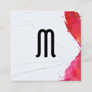 Carte De Visite Carré Monogramme Aquarelle   Artiste moderne
