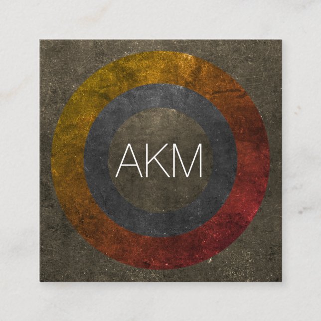 Carte De Visite Carré Monogramme avec des couleurs texturées (Devant)