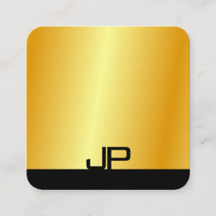 Carte De Visite Carré Monogramme Black Gold Moderne Modèle élégant