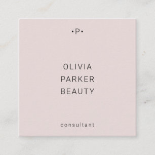 Carte De Visite Carré Monogramme chic et minimal  Blush
