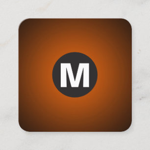 Carte De Visite Carré Monogramme circulaire - Dégradé - Orange à Noir