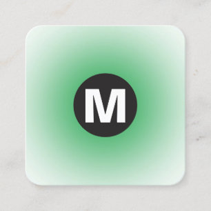 Carte De Visite Carré Monogramme circulaire - Dégradé - Vert d'herbe et 