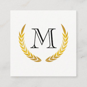 Carte De Visite Carré Monogramme classique avec éléments décoratifs chic