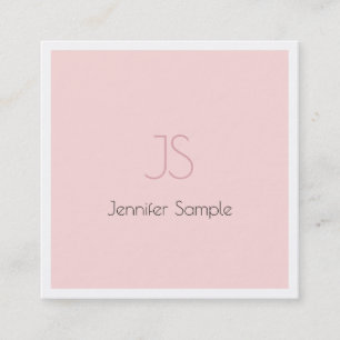 Carte De Visite Carré Monogramme créatif Design Pink Plaine propre Luxe