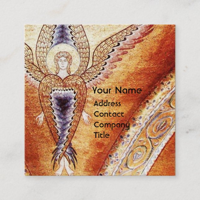 CARTE DE VISITE CARRÉ MONOGRAMME D'ANGE MOSAIC (Devant)