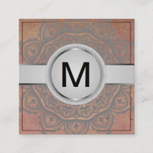 Carte De Visite Carré Monogramme de luxe   Motif Mandala