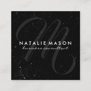 Carte De Visite Carré Monogramme de script avec lunettes