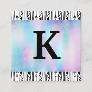 Carte De Visite Carré Monogramme   Dégradé holographique