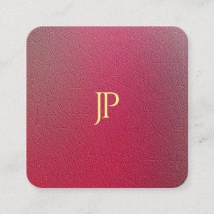 Carte De Visite Carré Monogramme d'or moderne Structure texturée