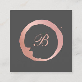 Carte De Visite Carré Monogramme du cercle or Rose Faux
