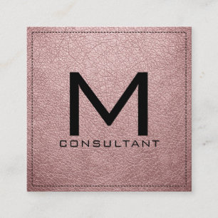 Carte De Visite Carré Monogramme Élégant Moderne bébé cuir rose