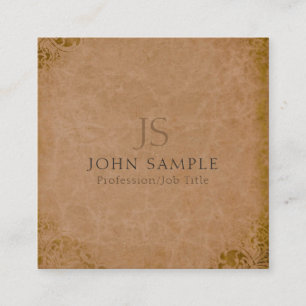 Carte De Visite Carré Monogramme Elegant Premium épais Damas de luxe