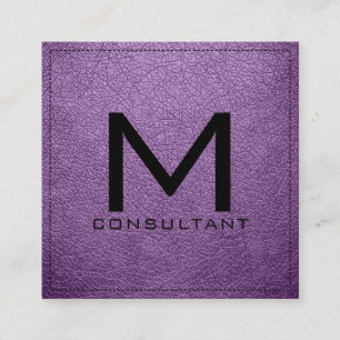 Carte De Visite Carré Monogramme élégant violet africain moderne cuir