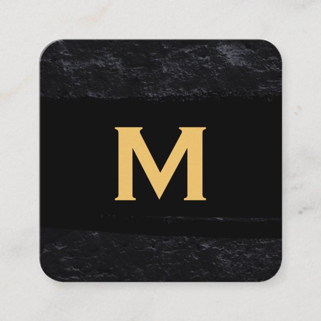 Carte De Visite Carré Monogramme exécutif | Ardoise broyée (Devant)