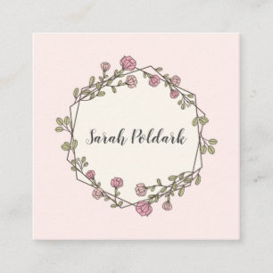 Carte De Visite Carré Monogramme géométrique rose floral