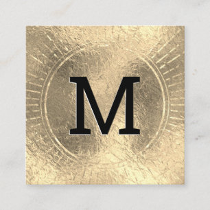 Carte De Visite Carré Monogramme   Huile d'or  Marbre noir
