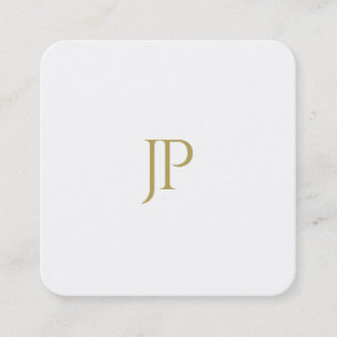 Carte De Visite Carré Monogramme minimaliste d'or de modèle de lettre
