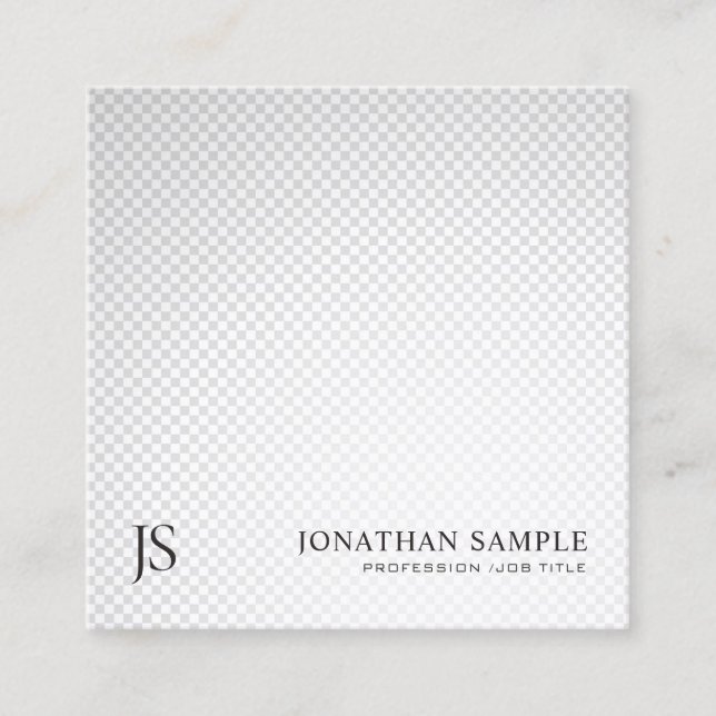 Carte De Visite Carré Monogramme minimaliste gris argent tendance Luxe s (Devant)
